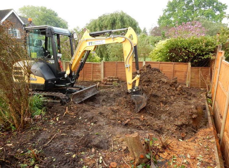 Garden Clearance in Little Bookham, Leatherhead, Surrey - Major clearance of mature trees, shrubs with roots extracted, ponds cleared and filled prior to other works. Garden clearance for Surrey and Hampshire - MDB Landscapes
