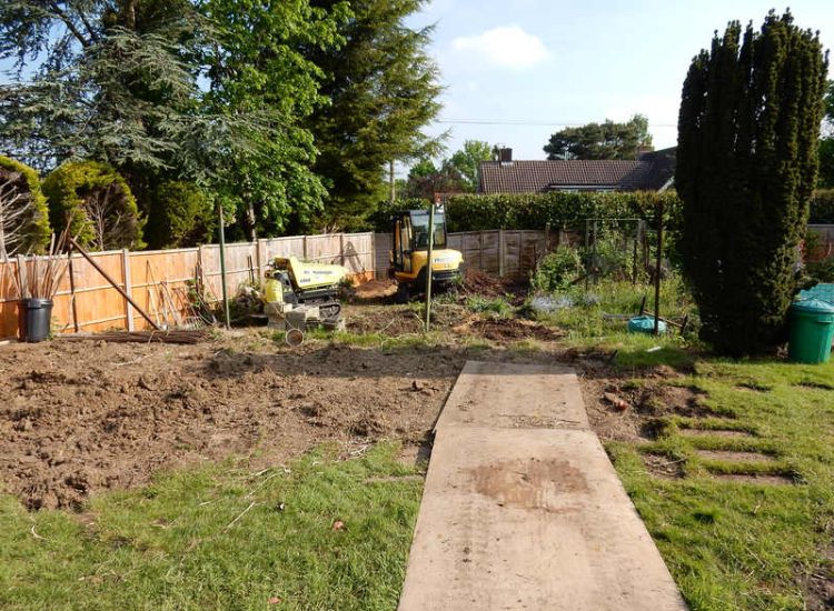 Garden Clearance in Little Bookham, Leatherhead, Surrey - Major clearance of mature trees, shrubs with roots extracted, ponds cleared and filled prior to other works. Garden clearance for Surrey and Hampshire - MDB Landscapes