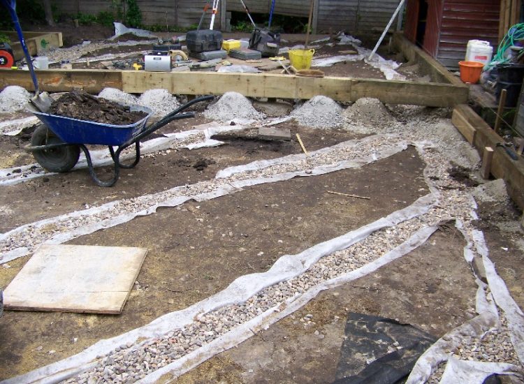 Garden and Lawn Drainage Ascot, Surrey - Including raised lawns, timber planters and gravel walkways. Garden Drainage - MDB Landscapes