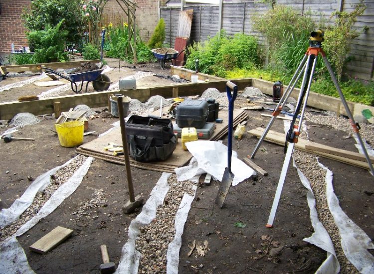 Garden and Lawn Drainage Ascot, Surrey - Including raised lawns, timber planters and gravel walkways. Garden Drainage - MDB Landscapes