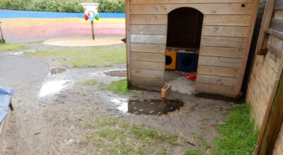 Play Ground Drainage Farnham, Surrey - Water ingress from higher ground created almost unusable play areas for the children in this day nursery. Drainage was installed prior to other contractors laying artificial grass. Garden drainage - MDB Landscapes
