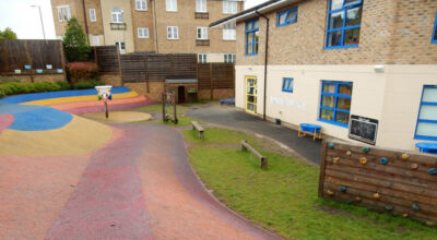 Play Ground Drainage Farnham, Surrey - Water ingress from higher ground created almost unusable play areas for the children in this day nursery. Drainage was installed prior to other contractors laying artificial grass. Garden drainage - MDB Landscapes