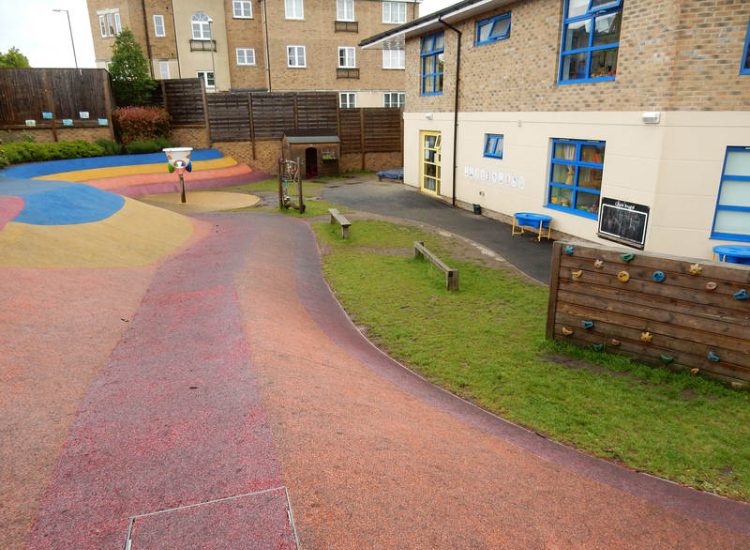 Play Ground Drainage Farnham, Surrey - Water ingress from higher ground created almost unusable play areas for the children in this day nursery. Drainage was installed prior to other contractors laying artificial grass. Garden drainage - MDB Landscapes