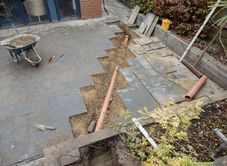Garden Drainage and New Lawn East Horsley, Leatherhead, Surrey - Land drainage was installed here to assist in the creation of a new lawn laid upon a high end rootzone medium. Garden Drainage - MDB Landscapes