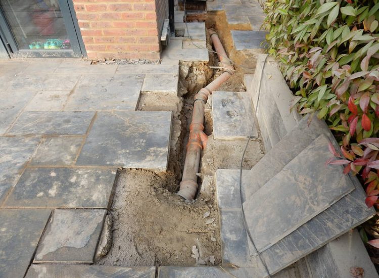 Garden Drainage and New Lawn East Horsley, Leatherhead, Surrey - Land drainage was installed here to assist in the creation of a new lawn laid upon a high end rootzone medium. Garden Drainage - MDB Landscapes