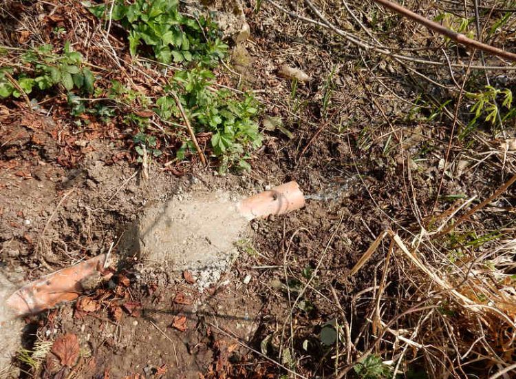 Lawn Drainage Hersham, Surrey - Building works had left an area of the garden in poor state, compacted with buried waste materials. There was also an added issue of Constant water ingress from an unknown source. Levels were reduced first, drainage installed using the river as an outlet source, topsoil spread and grass seeded on completion. Garden Drainage - MDB Landscapes