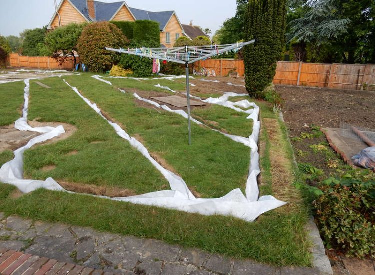 Garden and Lawn Drainage Little Bookham, Leatherhead, Surrey - Extensive land drainage was required through out this garden prior commencement of other landscaping projects. Garden Drainage - MDB Landscapes