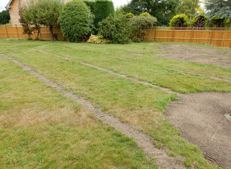 Garden and Lawn Drainage Little Bookham, Leatherhead, Surrey - Extensive land drainage was required through out this garden prior commencement of other landscaping projects. Garden Drainage - MDB Landscapes