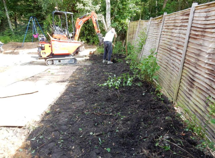 Garden and Lawn Drainage Sandhurst, Berkshire - A poor water retentive soil type here required the installation of land drainage first prior to the construction of the new lawn. Garden Drainage - MDB Landscapes
