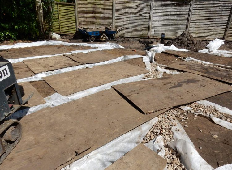 Garden and Lawn Drainage Sandhurst, Berkshire - A poor water retentive soil type here required the installation of land drainage first prior to the construction of the new lawn. Garden Drainage - MDB Landscapes