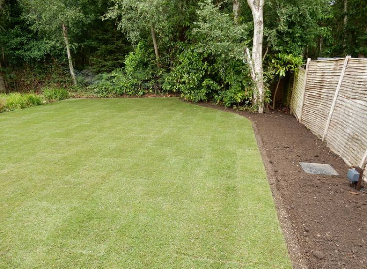 Garden and Lawn Drainage Sandhurst, Berkshire - A poor water retentive soil type here required the installation of land drainage first prior to the construction of the new lawn. Garden Drainage - MDB Landscapes
