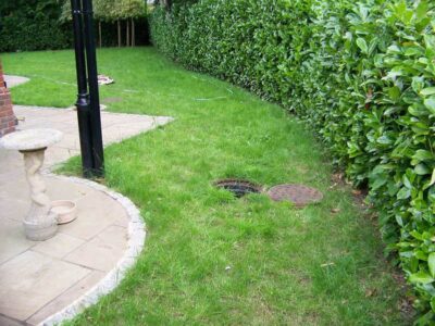 Turfing in Claygate, Surrey - Creation of a new lawn after issues with drainage and levels were dealt with first. Lawns & Turfing - MDB Landscapes
