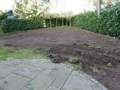 Turfing in Claygate, Surrey - Creation of a new lawn after issues with drainage and levels were dealt with first. Lawns & Turfing - MDB Landscapes