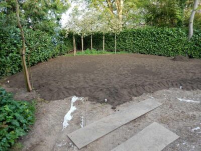 Turfing in Claygate, Surrey - Creation of a new lawn after issues with drainage and levels were dealt with first. Lawns & Turfing - MDB Landscapes