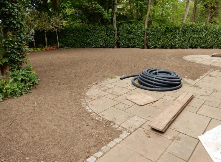 Turfing in Claygate, Surrey - Creation of a new lawn after issues with drainage and levels were dealt with first. Lawns & Turfing - MDB Landscapes