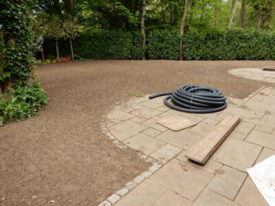 Turfing in Claygate, Surrey - Creation of a new lawn after issues with drainage and levels were dealt with first. Lawns & Turfing - MDB Landscapes