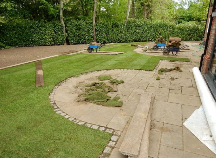 Turfing in Claygate, Surrey - Creation of a new lawn after issues with drainage and levels were dealt with first. Lawns & Turfing - MDB Landscapes