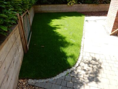 Turfing in Claygate, Surrey - Creation of a new lawn after issues with drainage and levels were dealt with first. Lawns & Turfing - MDB Landscapes