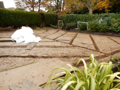 New Lawn in East Horsley, Leatherhead, Surrey - Drainage issues dealt with first here followed by the construction of a new lawn using a Rootzone medium. Lawns & Turfing - MDB Landscapes