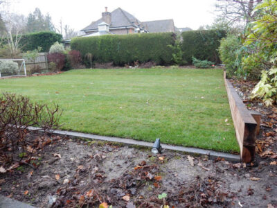 New Lawn in East Horsley, Leatherhead, Surrey - Drainage issues dealt with first here followed by the construction of a new lawn using a Rootzone medium. Lawns & Turfing - MDB Landscapes