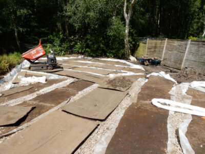 New Lawn and Drainage in Sandhurst, Berkshire - An unusable rear garden and lawn transformed with drainage and a new lawn. Lawns & Turfing - MDB Landscapes