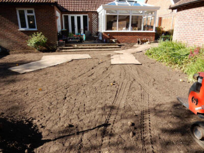 New Lawn and Drainage in Sandhurst, Berkshire - An unusable rear garden and lawn transformed with drainage and a new lawn. Lawns & Turfing - MDB Landscapes