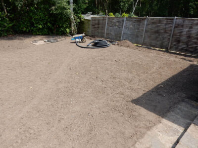 New Lawn and Drainage in Sandhurst, Berkshire - An unusable rear garden and lawn transformed with drainage and a new lawn. Lawns & Turfing - MDB Landscapes