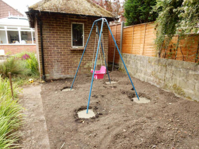 New Lawn and Drainage in Sandhurst, Berkshire - An unusable rear garden and lawn transformed with drainage and a new lawn. Lawns & Turfing - MDB Landscapes