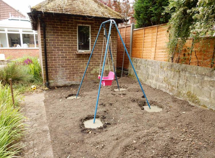 New Lawn and Drainage in Sandhurst, Berkshire - An unusable rear garden and lawn transformed with drainage and a new lawn. Lawns & Turfing - MDB Landscapes