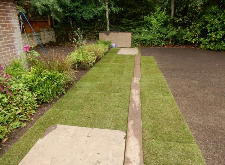 New Lawn and Drainage in Sandhurst, Berkshire - An unusable rear garden and lawn transformed with drainage and a new lawn. Lawns & Turfing - MDB Landscapes