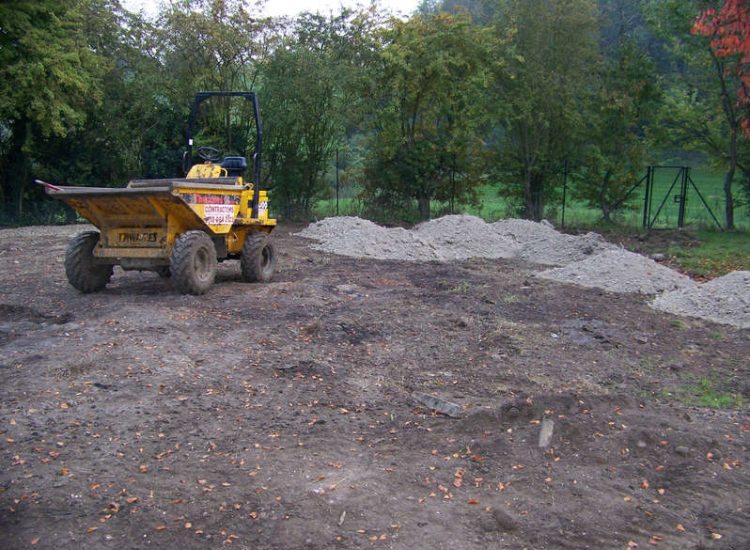 Grass Seeding in Dippenhall, Surrey - Recontouring of large areas of garden with imported topsoil and areas re-seeded on completion. Lawns & Turfing - MDB Landscapes
