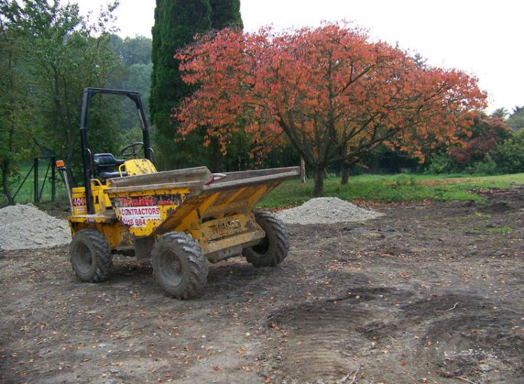 Grass Seeding in Dippenhall, Surrey - Recontouring of large areas of garden with imported topsoil and areas re-seeded on completion. Lawns & Turfing - MDB Landscapes