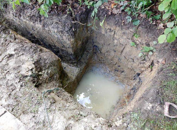 Planting Border Drainage Cranleigh, Surrey - To aid reinstatement of a new boundary hedge a bold drainage solution was required incorporating drainage layers, land drains and the use of a sump and pump. Garden drainage - MDB Landscapes