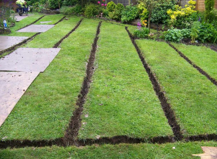 Lawn Drainage Wrecclesham, Farnham, Surrey - A constant in ground flow of water and poor water retentive soil type left the majority of this rear lawn wet and boggy. Extensive land drains were proposed and installed to great effect. The lower area of the garden was used as a discharge point for the drained water collecting first into a water reservoir. Garden Drainage - MDB Landscapes