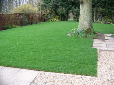 Turfing and Drainage in Winchester, Hampshire - Drainage issues were dealt with first to enable the laying of two new areas of lawn. Lawns & Turfing - MDB Landscapes