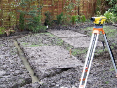 Turfing and Drainage in Winchester, Hampshire - Drainage issues were dealt with first to enable the laying of two new areas of lawn. Lawns & Turfing - MDB Landscapes