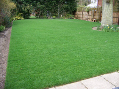 Turfing and Drainage in Winchester, Hampshire - Drainage issues were dealt with first to enable the laying of two new areas of lawn. Lawns & Turfing - MDB Landscapes