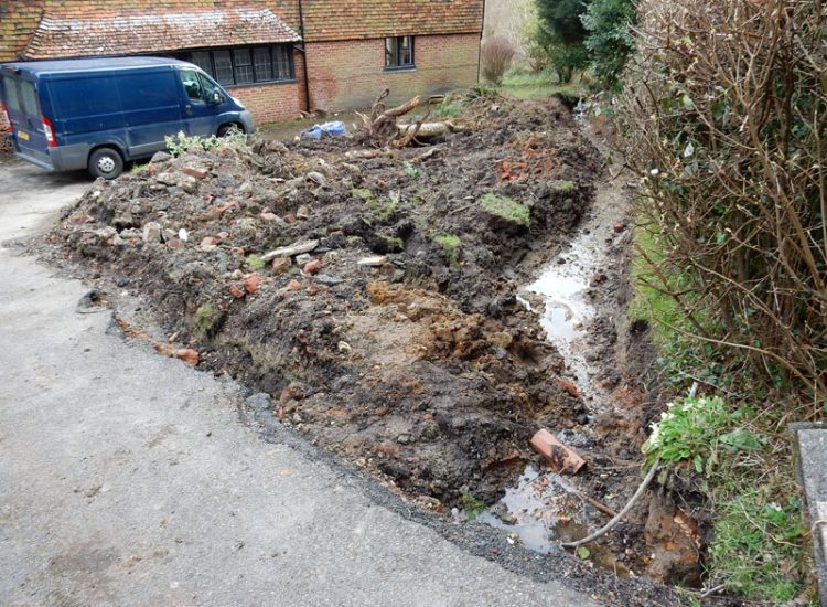 Driveway and Garden Drainage Haslemere, Surrey, GU27 - Ingress and flooding of driveway areas preventing ongoing house development. Driveway and Garden Drainage Haslemere, Surrey, GU27 - Ingress and flooding of driveway areas preventing ongoing house development.