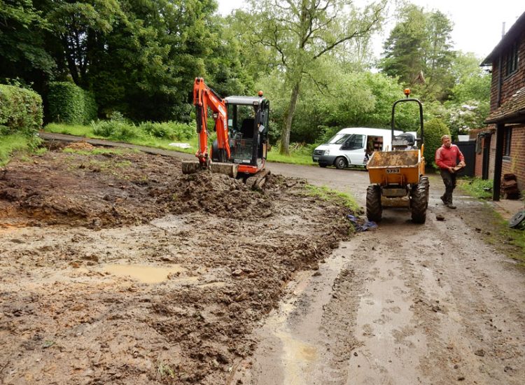 Driveway and Garden Drainage Haslemere, Surrey, GU27 - Ingress and flooding of driveway areas preventing ongoing house development. Driveway and Garden Drainage Haslemere, Surrey, GU27 - Ingress and flooding of driveway areas preventing ongoing house development.