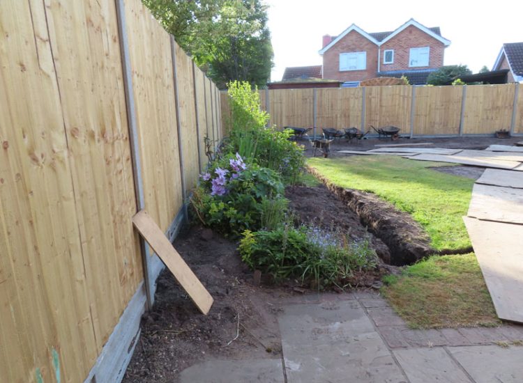 Feather Edge Panel Fencing Sandhurst, Berkshire, GU47 - Extensive new feather edge panel fencing to replace old and dilapidated fencing. Second phase of this landscaping project following initial clearance. Feather Edge Panel Fencing Sandhurst, Berkshire, GU47 - Extensive new feather edge panel fencing to replace old and dilapidated fencing. Second phase of this landscaping project following initial clearance.