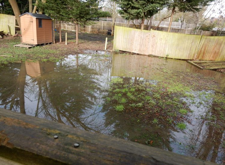 Drainage to Protect Garden Building Forest Hill, London, SE23 - A garden building installed within the lowest point of the garden with ingress from neighbouring land and the clients own garden, threatening the structure and restricting access. Drainage to Protect Garden Building Forest Hill, London, SE23 - A garden building installed within the lowest point of the garden with ingress from neighbouring land and the clients own garden, threatening the structure and restricting access.