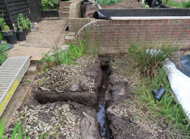 Garden Drainage Haslemere, Surrey, GU27 - A very wet garden due to natural springs and water courses. A typical issue for the area of Haslemere. Garden Drainage Haslemere, Surrey, GU27 - A very wet garden due to natural springs and water courses. A typical issue for the area of Haslemere.