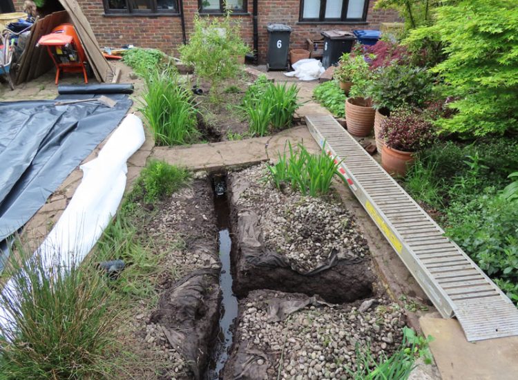 Garden Drainage Haslemere, Surrey, GU27 - A very wet garden due to natural springs and water courses. A typical issue for the area of Haslemere. Garden Drainage Haslemere, Surrey, GU27 - A very wet garden due to natural springs and water courses. A typical issue for the area of Haslemere.