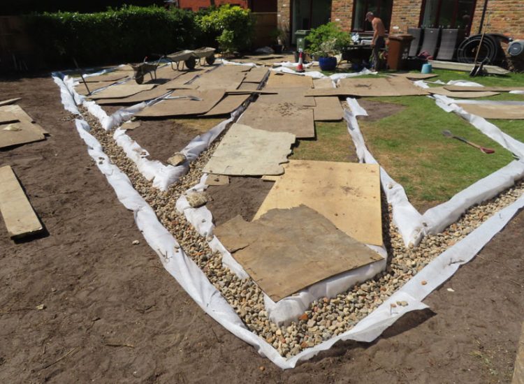 Garden Drainage and Landscaping Sandhurst, Berkshire, GU47 - Garden drainage was part of this project to assist in a new lawn, planting border areas and a new paved terrace. Garden Drainage and Landscaping Sandhurst, Berkshire, GU47 - Garden drainage was part of this project to assist in a new lawn, planting border areas and a new paved terrace.