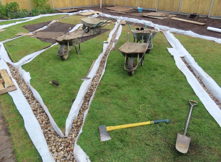 Garden Drainage and Landscaping Sandhurst, Berkshire, GU47 - Garden drainage was part of this project to assist in a new lawn, planting border areas and a new paved terrace. Garden Drainage and Landscaping Sandhurst, Berkshire, GU47 - Garden drainage was part of this project to assist in a new lawn, planting border areas and a new paved terrace.