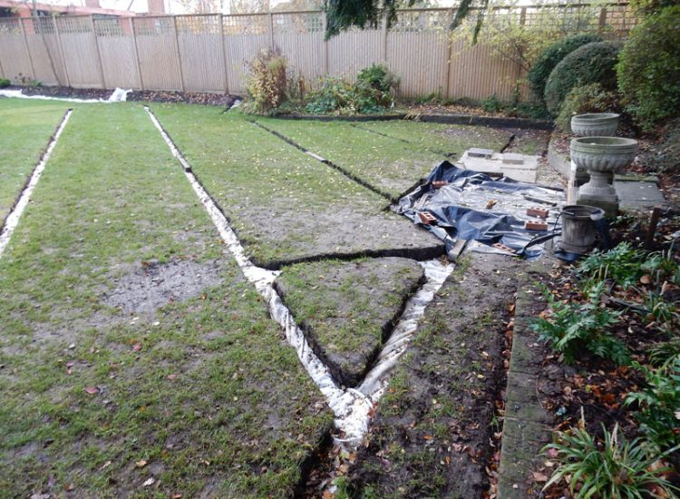 Lawn and Garden Drainage Dulwich, London, SE21 - Following an extensive house development and installation of soakaways within lawn areas, major flooding issues occured within a lower neighbouring garden. Lawn and Garden Drainage Dulwich, London, SE21 - Following an extensive house development and installation of soakaways within lawn areas, major flooding issues occured within a lower neighbouring garden.