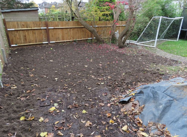 Lawn and Garden Drainage East Finchley, London, N2 - Runoff from allotments causing persistent issues creating unmanagable lawn areas and preventing installation of a garden building.