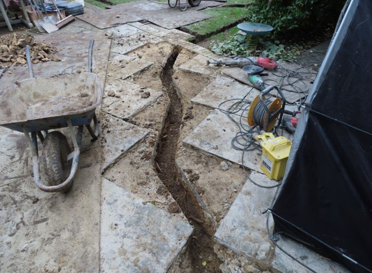 Lawn and Garden Drainage East Finchley, London, N2 - Runoff from allotments causing persistent issues creating unmanagable lawn areas and preventing installation of a garden building. Lawn and Garden Drainage East Finchley, London, N2 - Runoff from allotments causing persistent issues creating unmanagable lawn areas and preventing installation of a garden building.