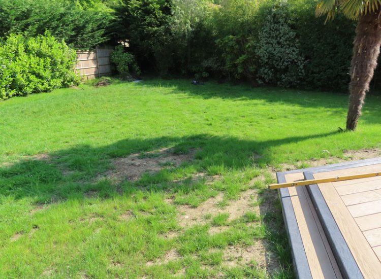 Garden and Lawn Drainage Esher, Surrey, KT10 - A previously installed drainage system which had failed to prevent flooding of lower lawn areas. Garden and Lawn Drainage Esher, Surrey, KT10 - A previously installed drainage system which had failed to prevent flooding of lower lawn areas.