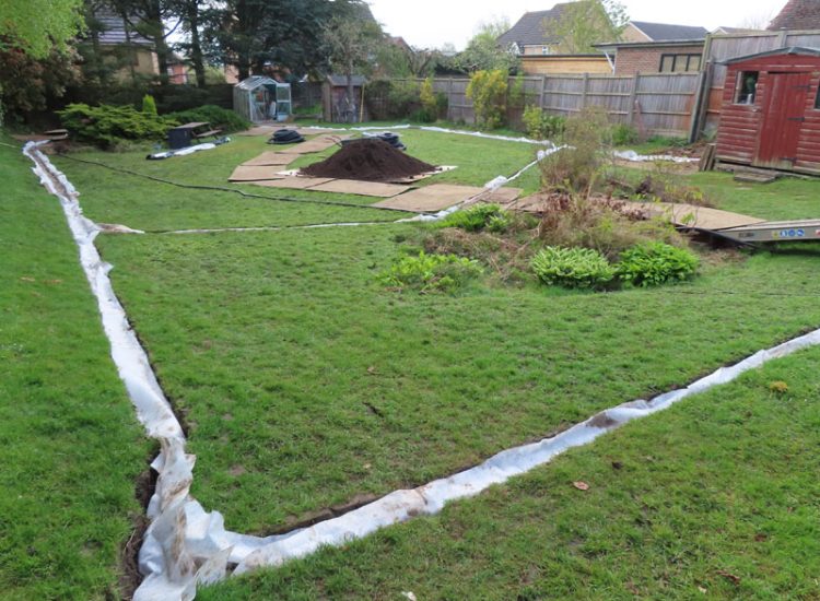 Garden and Lawn Drainage Guildford, Surrey, GU2 - A combined land drainage issue and frequent water mains leaks making this garden unusable for long periods. Garden and Lawn Drainage Guildford, Surrey, GU2 - A combined land drainage issue and frequent water mains leaks making this garden unusable for long periods.